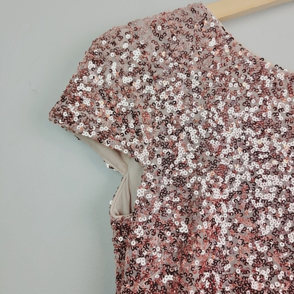 Belle Badgley Mischka Manhattan Dress Size 10 Blush Pink Sequins Cowl Back NWT - Picture 6 of 11